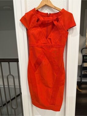 Valiant Paris Red Orange Bandage Bodycon Dress XS